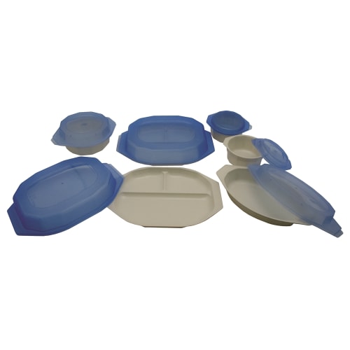 Nordicware Microwave 12 Piece Cooking Set, White with Blue Lids